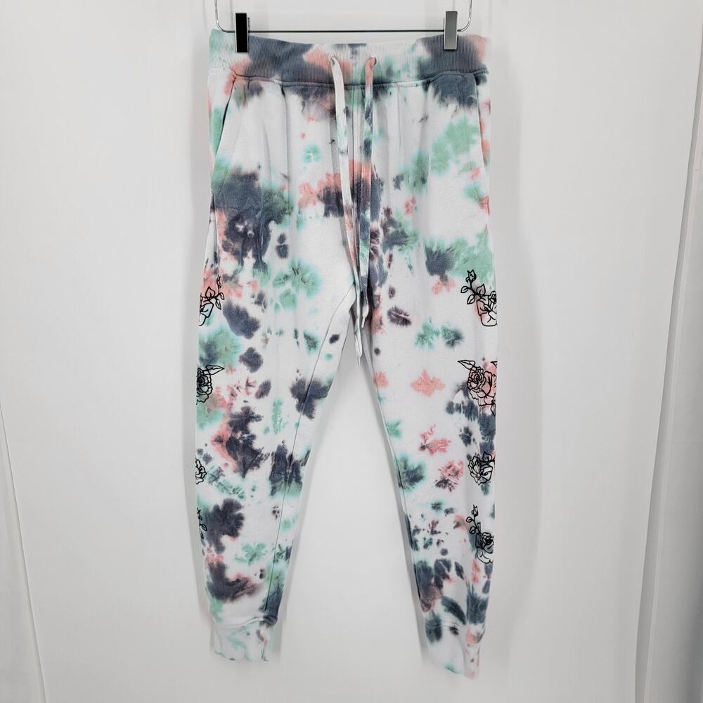 Empyre Joggers Womens Small Pastel Tie Dye Black Floral Pockets Pull On